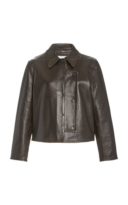 ganni stitch leather jacket