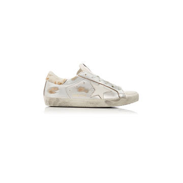 Superstar Distressed Printed Leather Sneakers