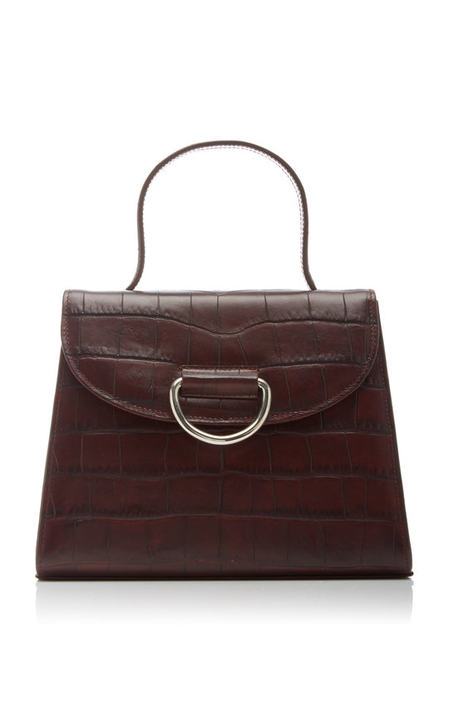 Lady Croc-Effect Leather Top Handle Bag展示图