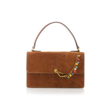 Jackie Embellished Suede Top Handle Bag