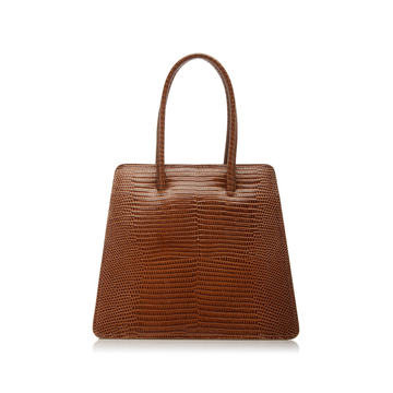 Book Lizard-Effect Leather Top Handle Bag