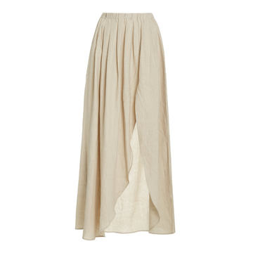 Asher Pleated Linen Maxi Skirt