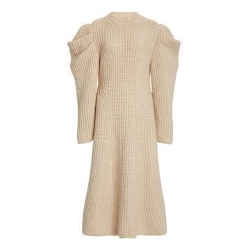 Freja Puffed-Sleeve Alpaca-Blend Dress