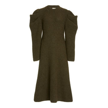 Freja Puffed-Sleeve Alpaca-Blend Dress