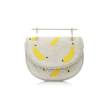 Pura Utz x M2Malletier Mini Half Moon Hand-Embroidered Banana Crossbody Bag