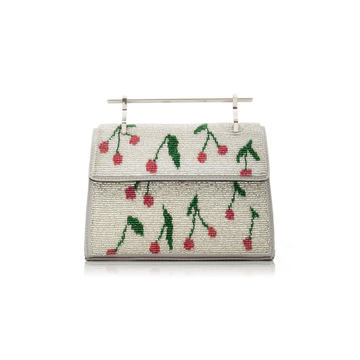 Pura Utz x M2Malletier Mini Muse Hand-Embroidered Cherry Clutch