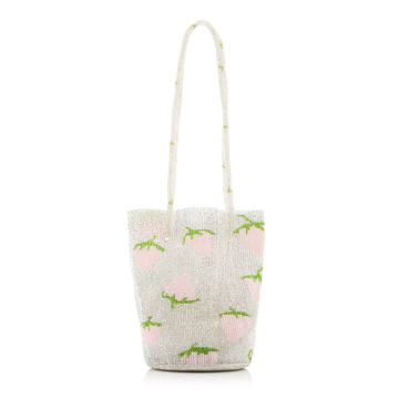 Pura Utz X M2Malletier Hand-Beaded Strawberry Top Handle Bag