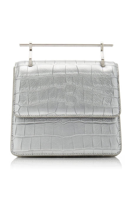 Mini Collectionneuse Metallic Croc-Effect Leather Clutch展示图