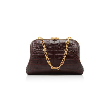 Small Cleo Croc-Effect Leather Clutch