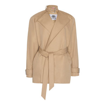 Choker-Detailed Cotton Cropped Trench Coat