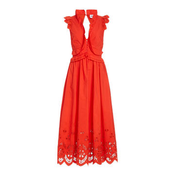 Ruffled Cotton Midi Dress