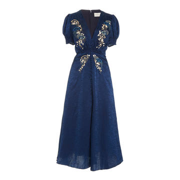 Lea Embroidered Silk Dress