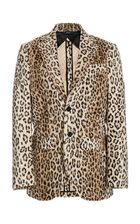 Boyfriend Lepard-Print Faux Fur Blazer展示图