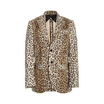 Boyfriend Lepard-Print Faux Fur Blazer