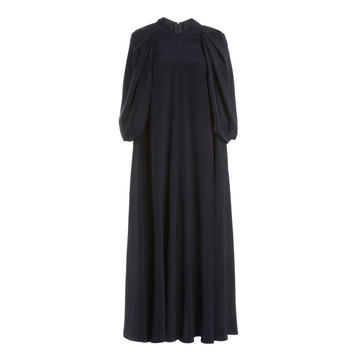 Pleated Double-Faced Crepe Cape Jumpsuit