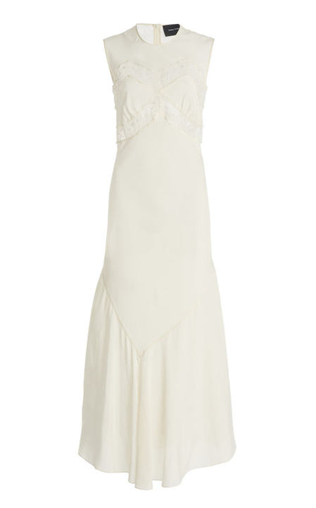 Lace-Detailed Silk Slip Dress展示图