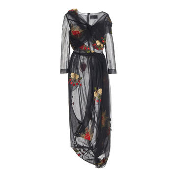 Floral-Print Satin Midi Dress