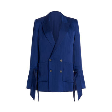 Karon Double-Breasted Silk Blazer