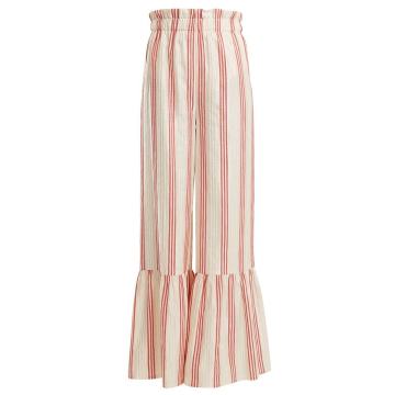 Cecile striped-satin jacquard wide-leg trousers