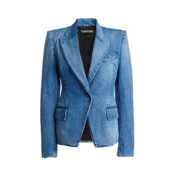 Olympia Single-Breasted Denim Blazer