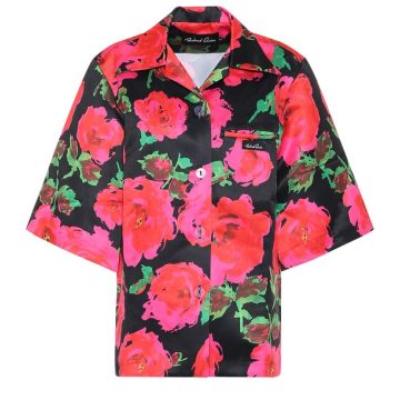 花卉缎布衬衫