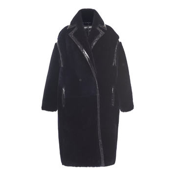 Prosit Vinyl-Trimmed Shearling Double-Breasted Coat