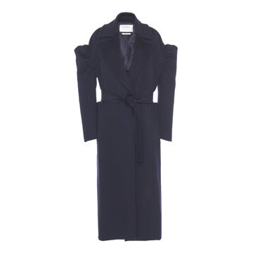 Neutro Belted Statement Shoulder Cashmere Coat