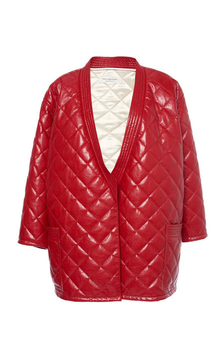 Quilted Vegan Leather Jacket展示图