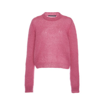 Ribbed-Trim Mohair Sweater