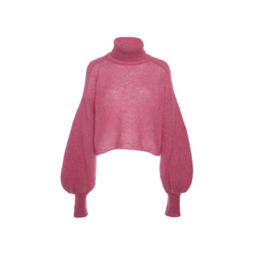 Balloon-Sleeve Mohair-Blend Sweater