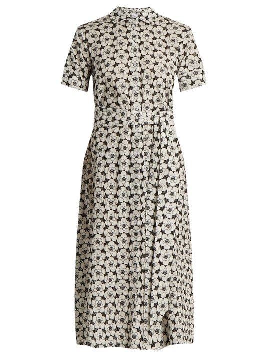 Floral-embroidered short-sleeved cotton dress展示图