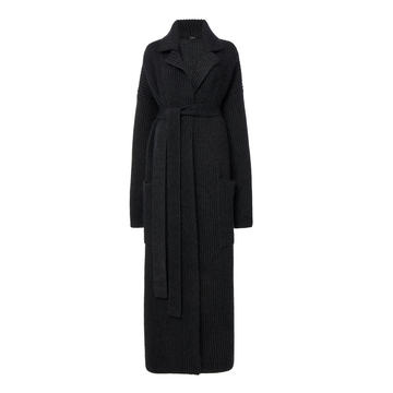 Oversized Belted Ribbed-Knit Wool-Blend Coat