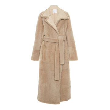 Belted Shearling Trench Coat