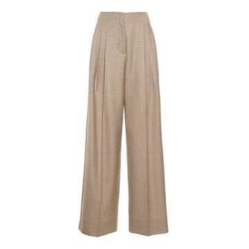 Flannel Wool-Blend Wide-Leg Pants