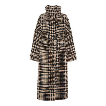 Belted Wool Mockneck Coat