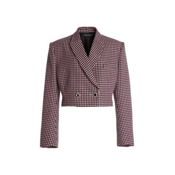 Oversized Houndstooth-Tweed Cropped Jacket