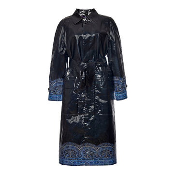 Printed Hem Coated Cotton Trench Coat