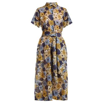 Floral-print short-sleeved cotton dress