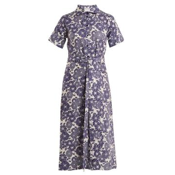 Floral-print short-sleeved linen dress