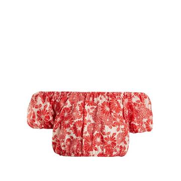 Leandra floral-embroidered cotton cropped top