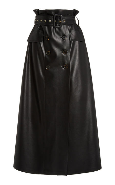 Zane Double-Breasted Vegan Leather Skirt展示图