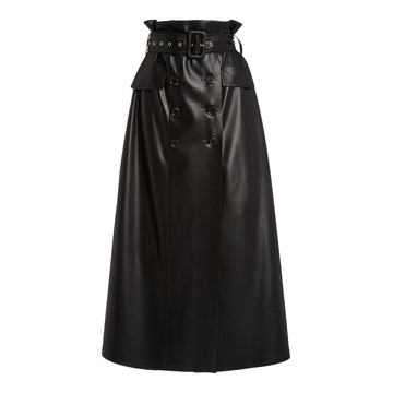 Zane Double-Breasted Vegan Leather Skirt