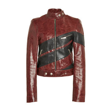 Wheel Racing Striped Leather Biker Jacket