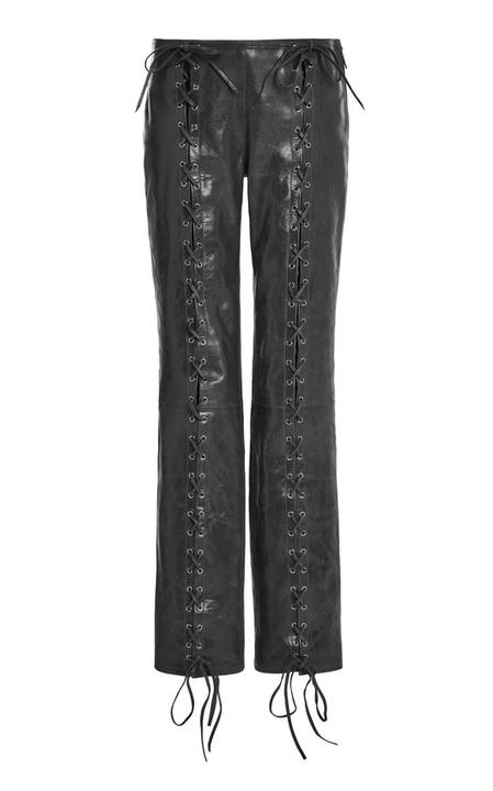 Christiana Lace-Up Leather Straight-Leg Pants展示图