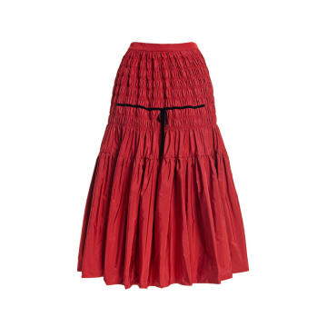 Donnika Ribbon-Detailed Smocked Taffeta Midi Skirt