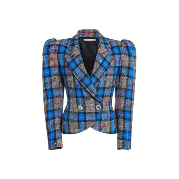 Wool Check Double Breasted Jacket