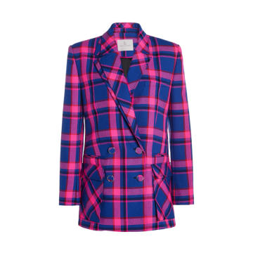 Wool Check Double-Breasted Blazer