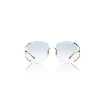 Rimless Square-Frame Metal Sunglasses
