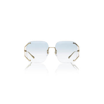 Rimless Square-Frame Metal Sunglasses