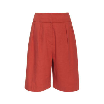 Pleated Linen-Blend Shorts